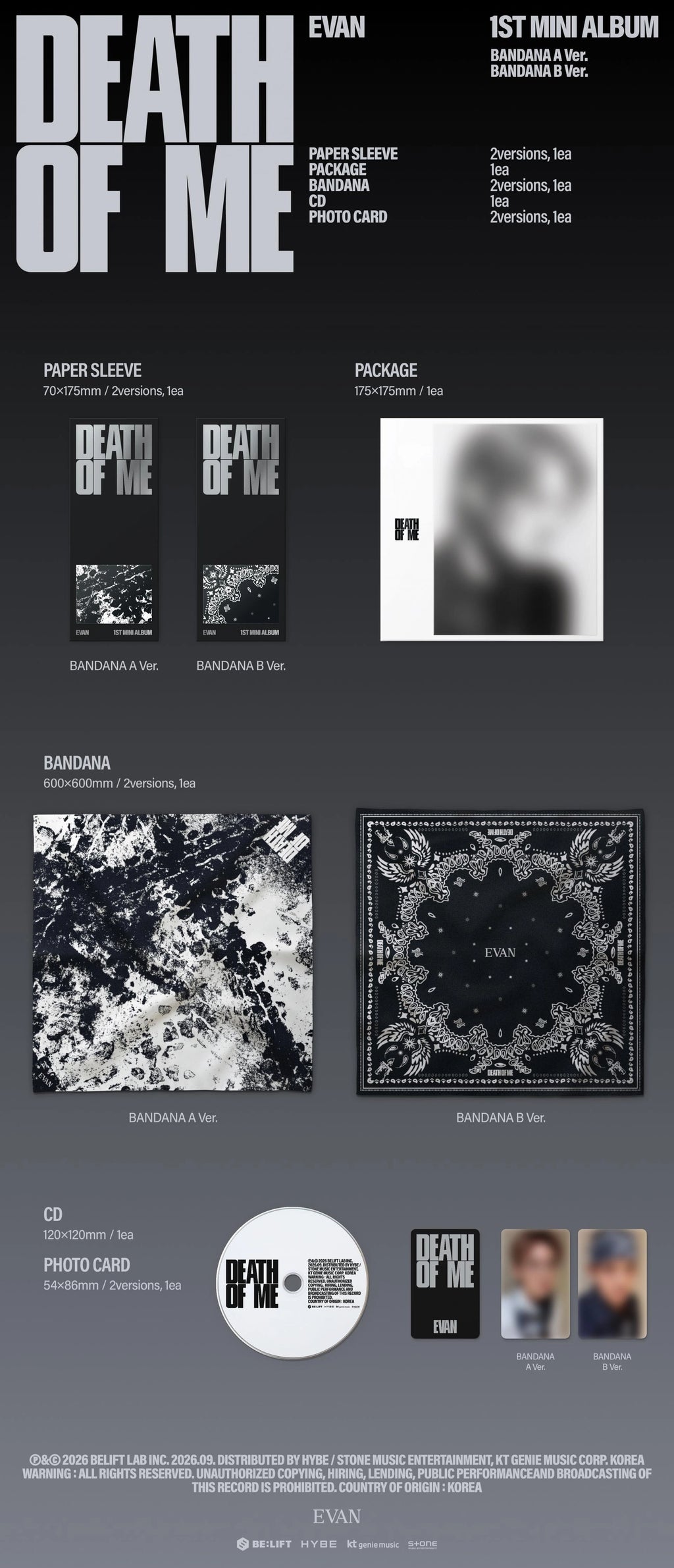 [PRE-ORDER] EVAN - DEATH OF ME [BANDANA Ver.]