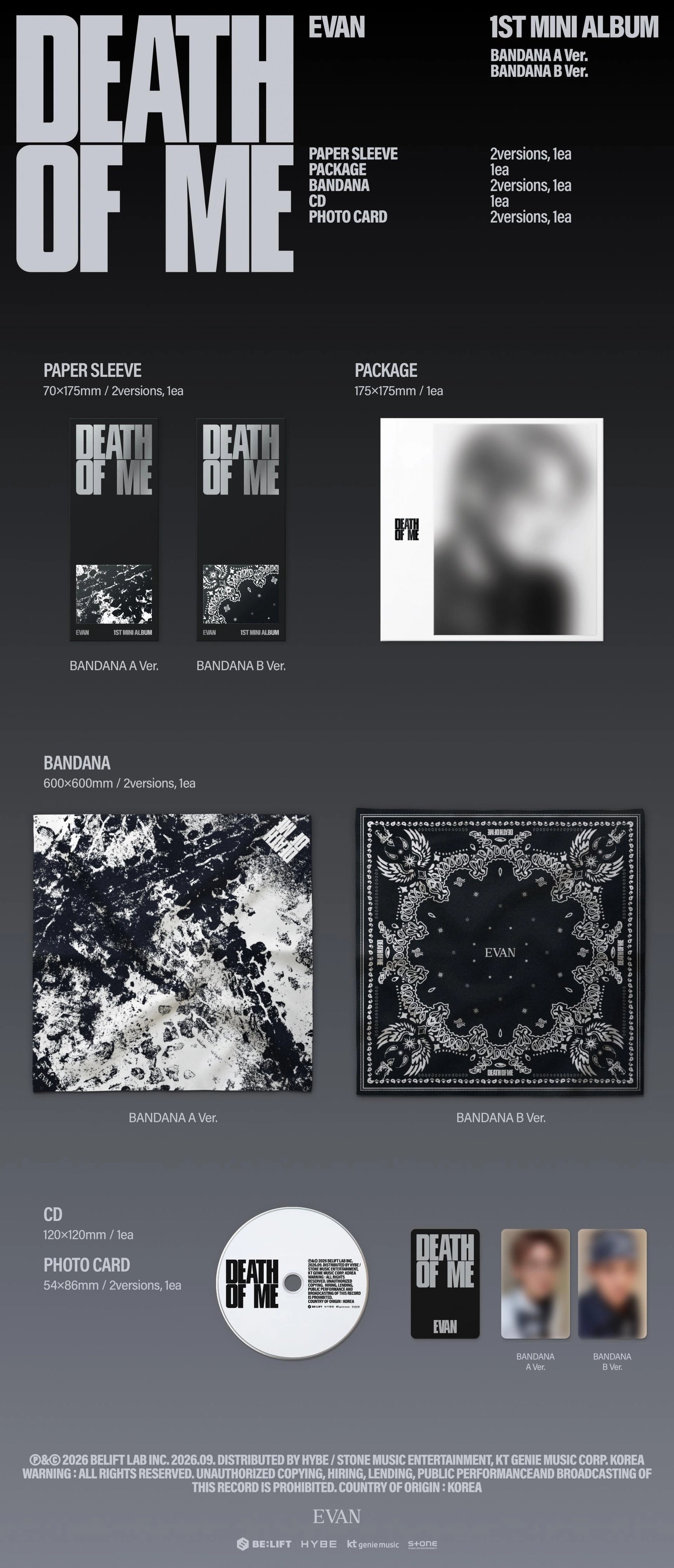 [PRE-ORDER] EVAN - DEATH OF ME [BANDANA Ver.]