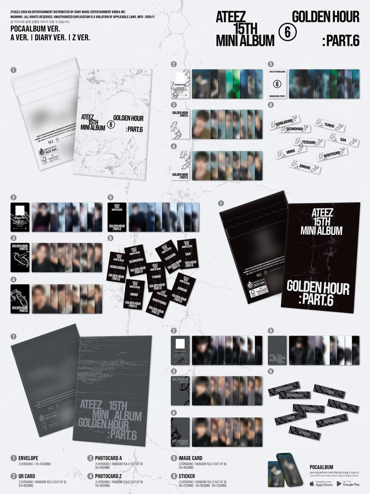 [PRE-ORDER] ATEEZ - GODLEN HOUR : Part.6 [POCAALBUM Ver.] + Makestar POB