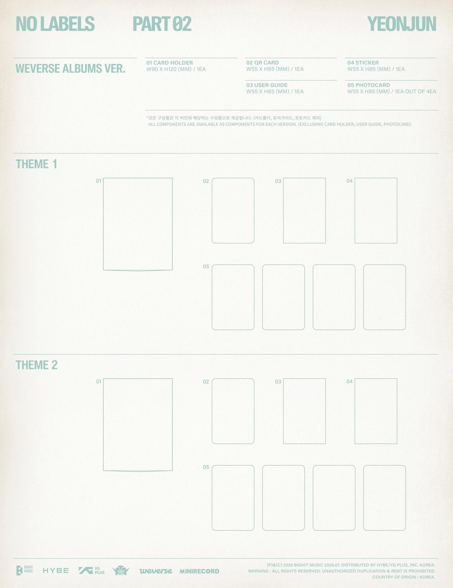 [PRE-ORDER] YEONJUN - NO LABELS: PART 02 [Weverse Ver.] [Random]